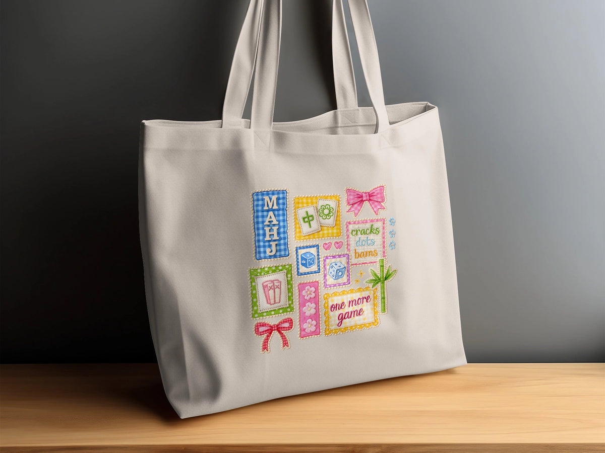 Charming "One More Game" Mahjong Tote