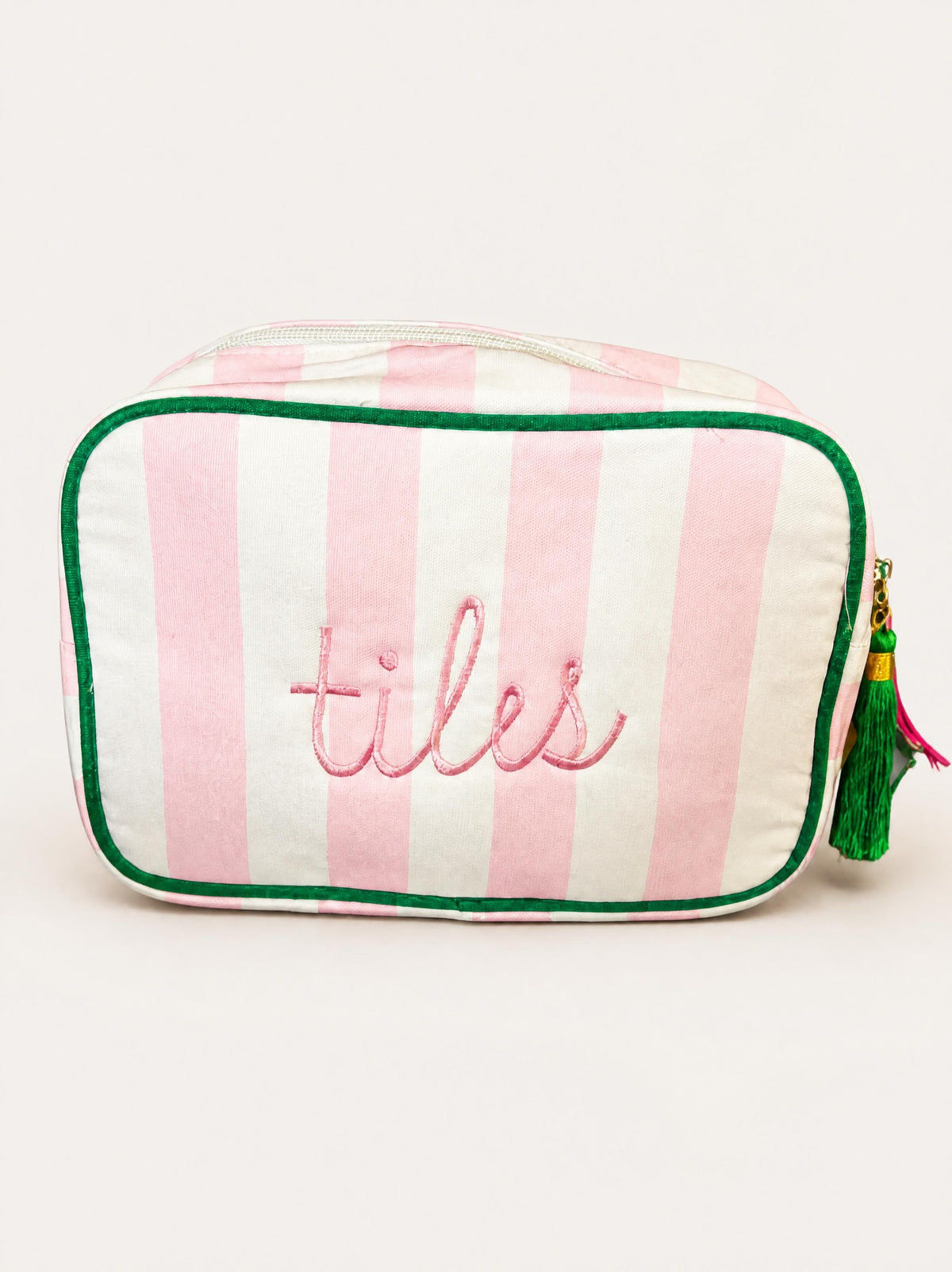 Pink Striped Mahjong Tiles Bag