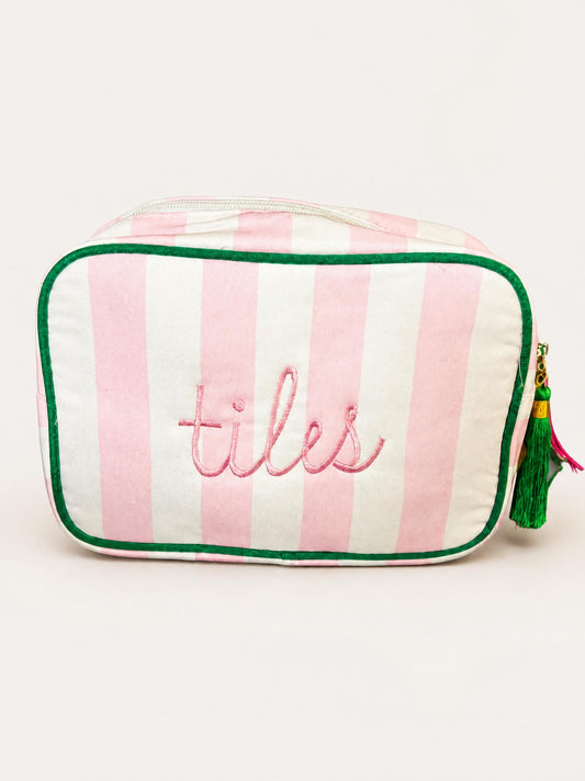 Pink Striped Mahjong Tiles Bag