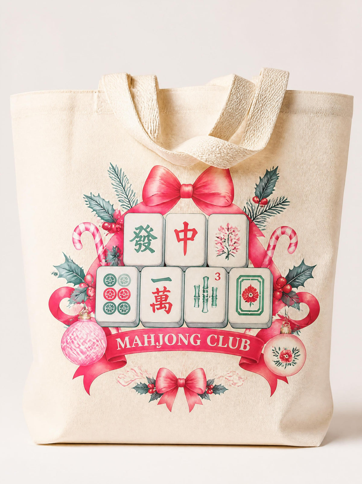Festive Mahjong Club Holiday Tote