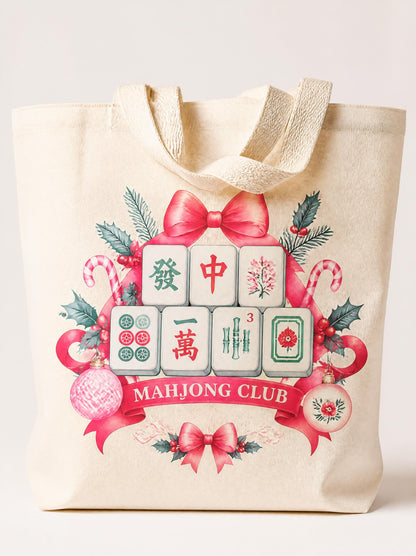 Festive Mahjong Club Holiday Tote