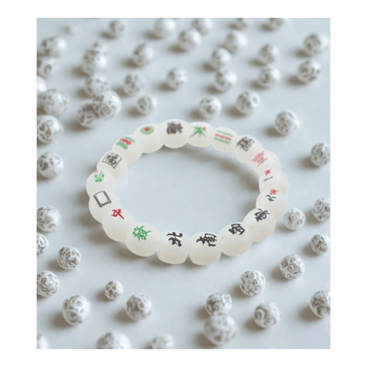 White Mahjong Beaded Bracelet
